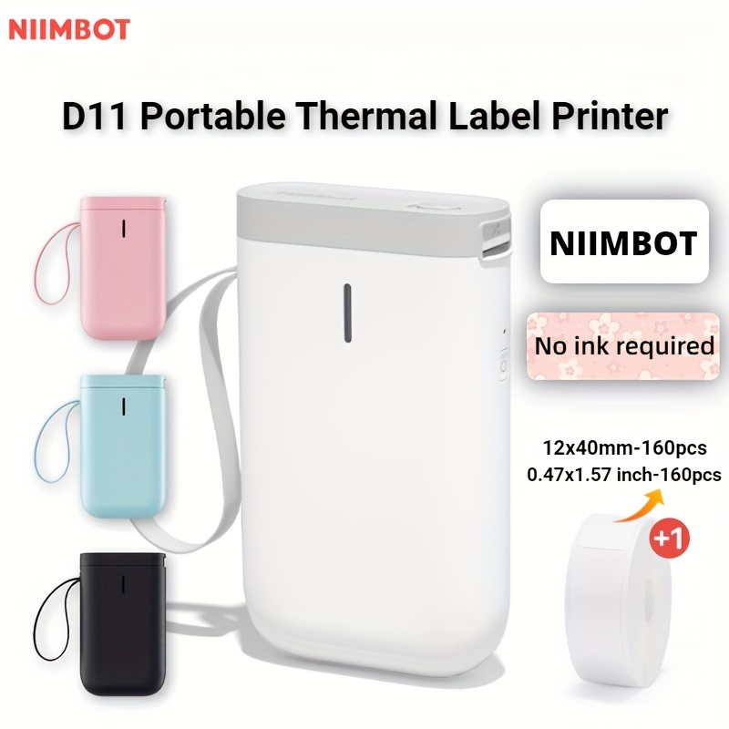 NIIMBOT D110 Label Maker Machine with Tape, Small Thermal Sticker Printer  with 0.59''x1.18'' Labels, Portable Bluetooth Connection, Monochrome