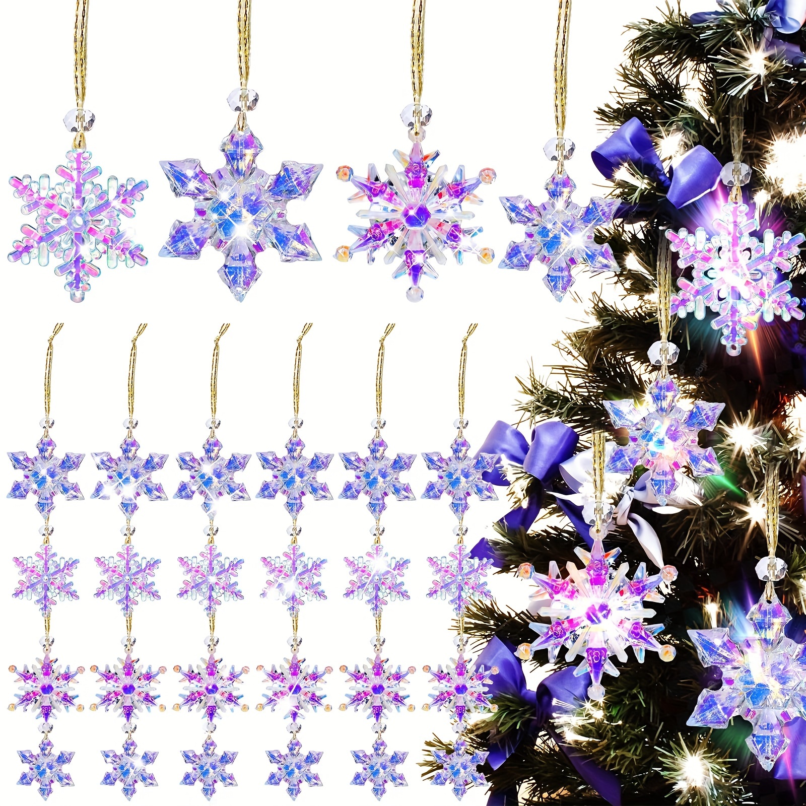 Christmas Hanging Ornament Iridescent Holiday Ceiling Decoration Xmas Tree  Decor