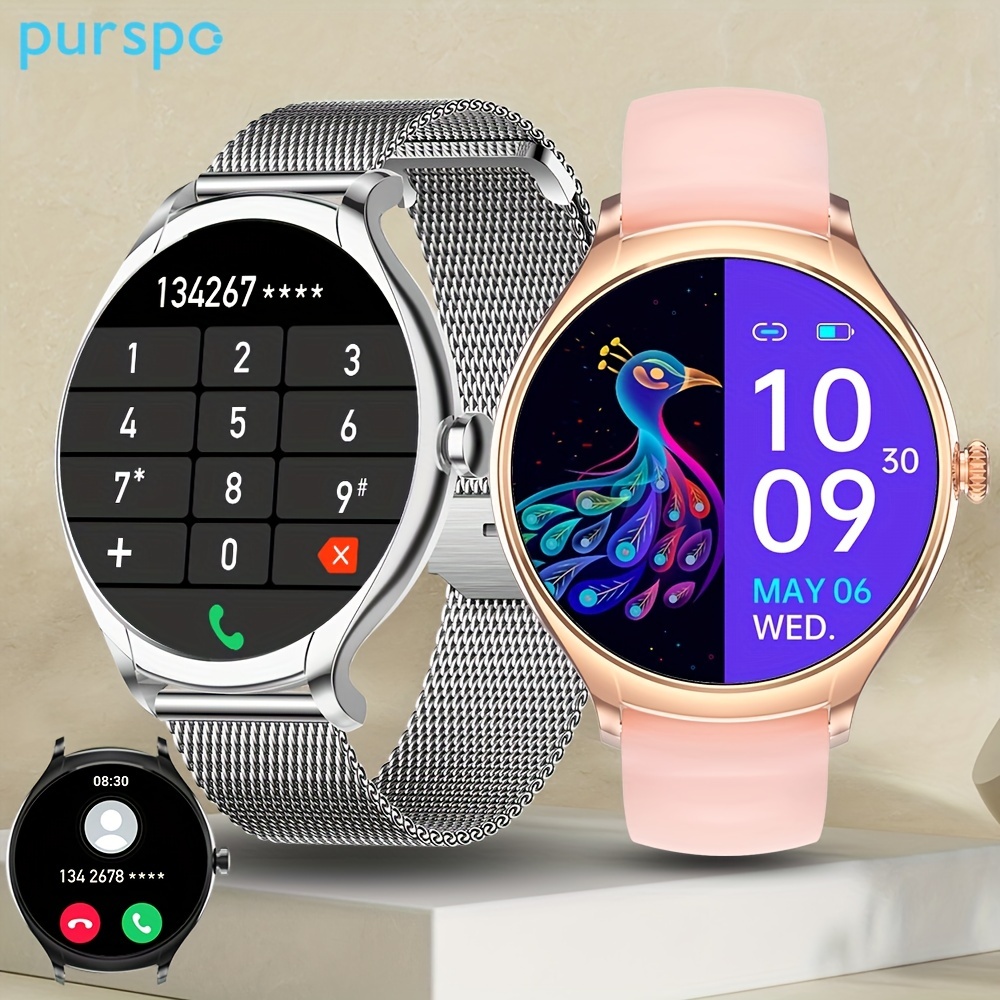 Relojes inteligentes redondos para Android iOS, pantalla de color HD de  1.32 pulgadas, reloj inteligente para mujer, con llamada, frecuencia  cardíaca