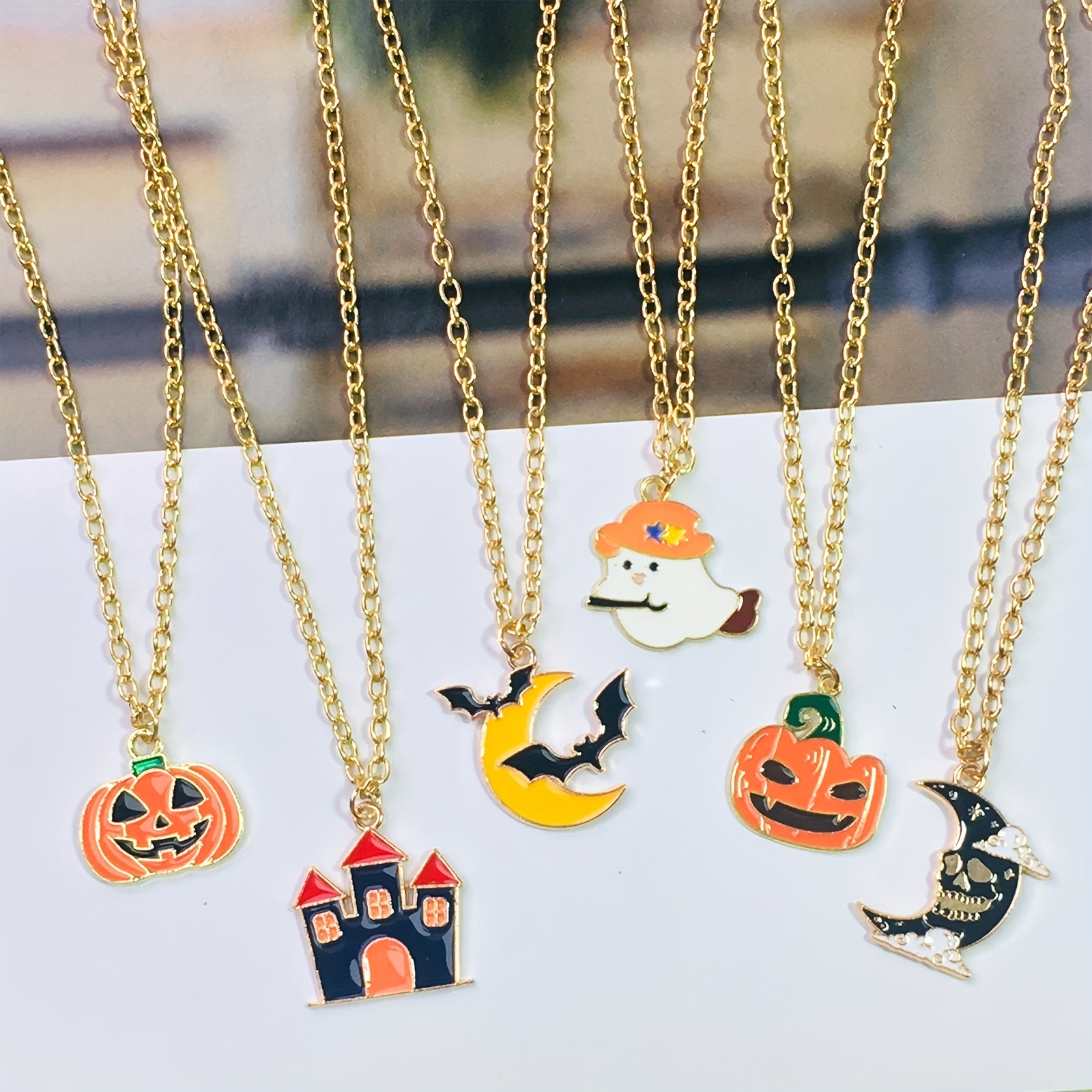 Halloween Necklace, Ghost, Pumpkin, Kids Necklace, Little Girls