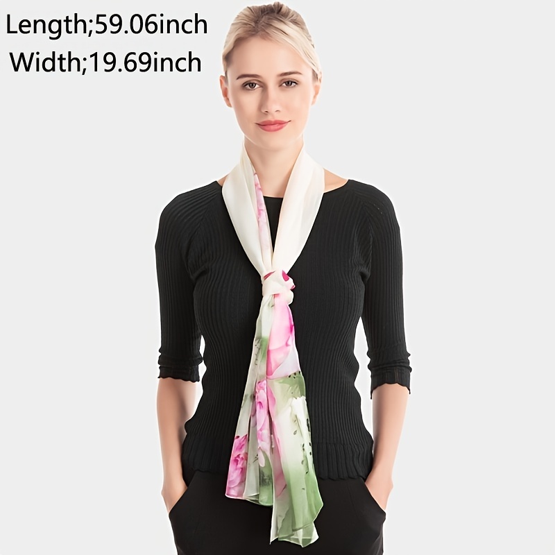 Chiffon Ink Lotus Print Thin Headwrap Large Shawl Summer Beach Towel