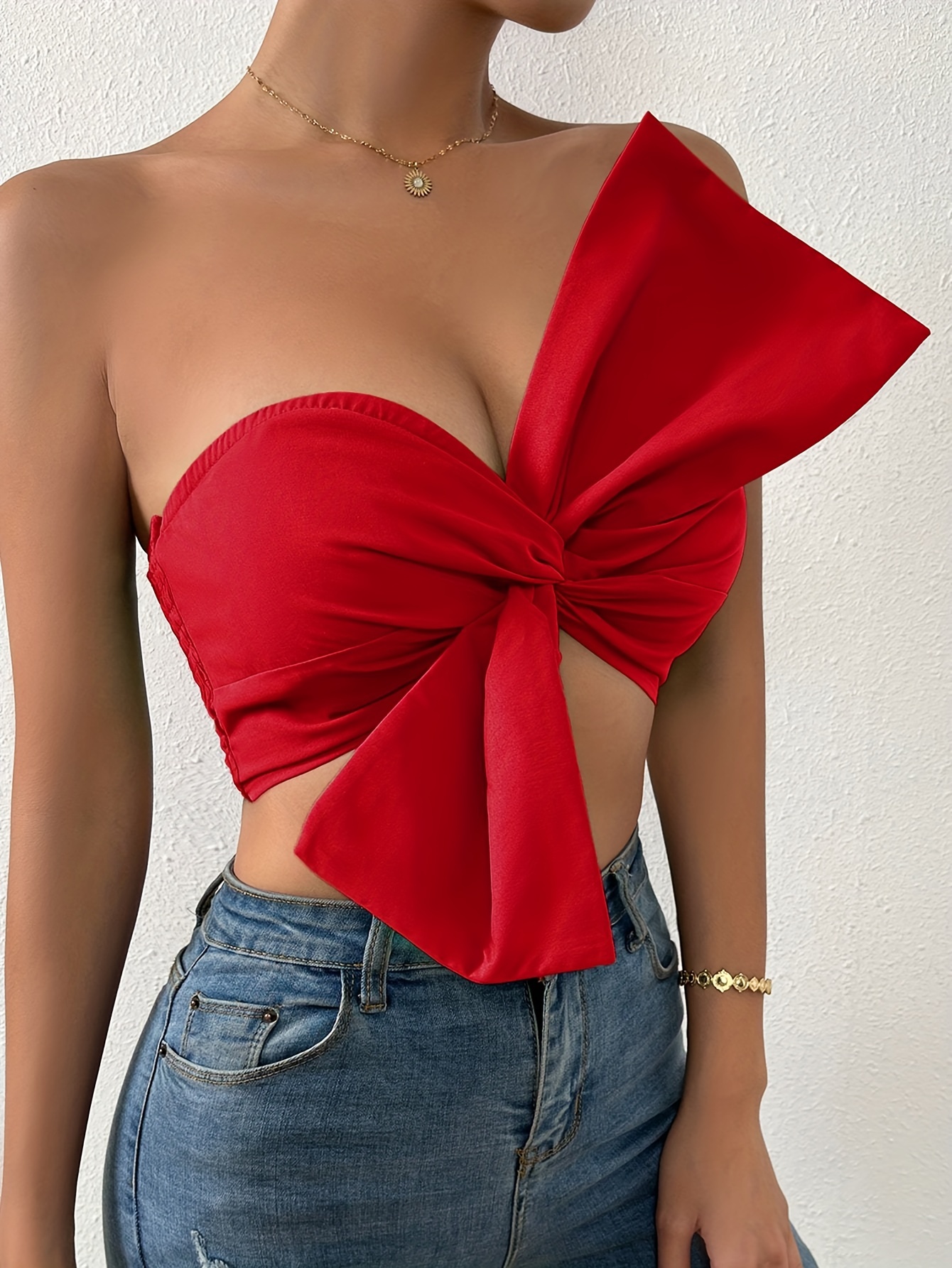 Bow on sale strapless top