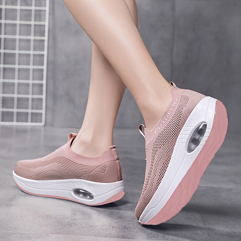 Women's Thick Sole Air Cushion Wedge Slip Running Shoes - Temu