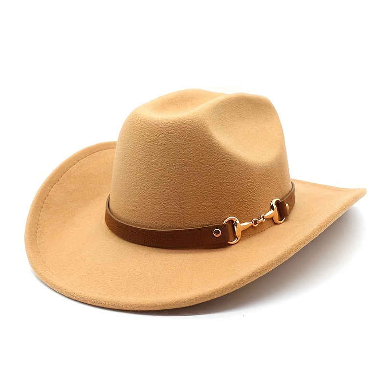 Classic Western Cowboy Hat Simple Solid Color Fedoras Unisex Lightweight Felt Hats For Women & Men