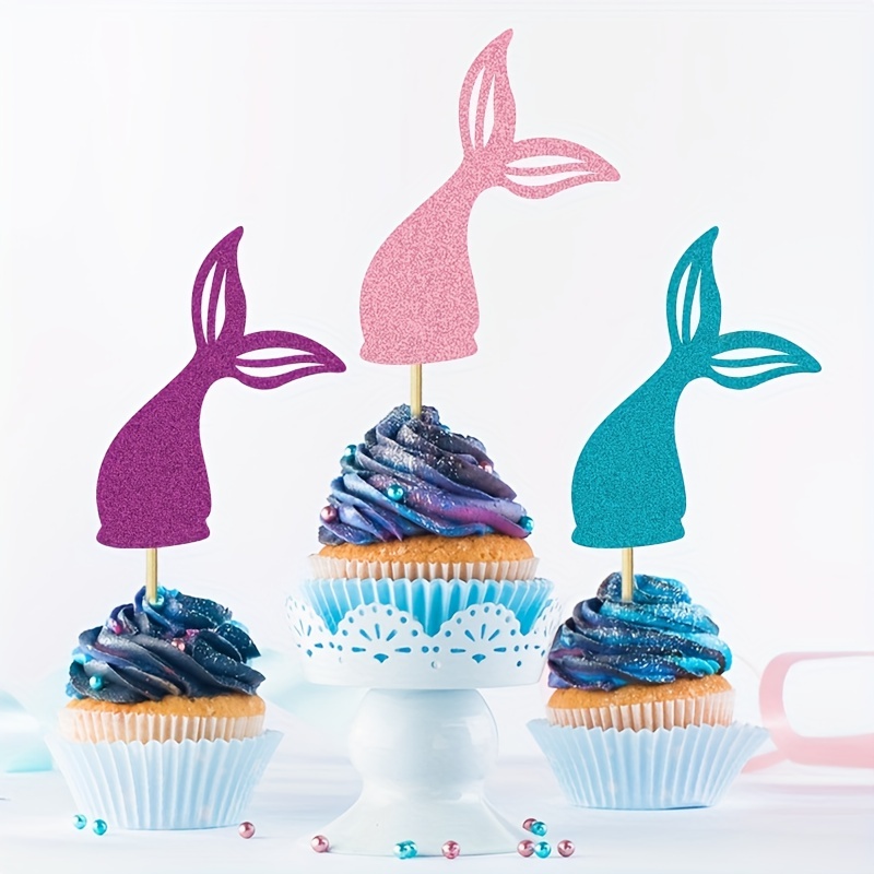 Tri color Mermaid Tail Cupcake Topper Summer Birthday Party - Temu