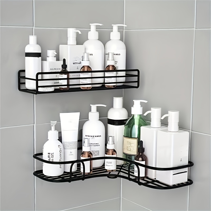 2Pcs/set Self-adhesive Bathroom Storage Rack Wall Mounted Iron