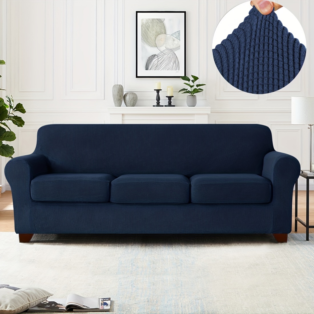 Funda sofa 1 plaza azul rustica pocket