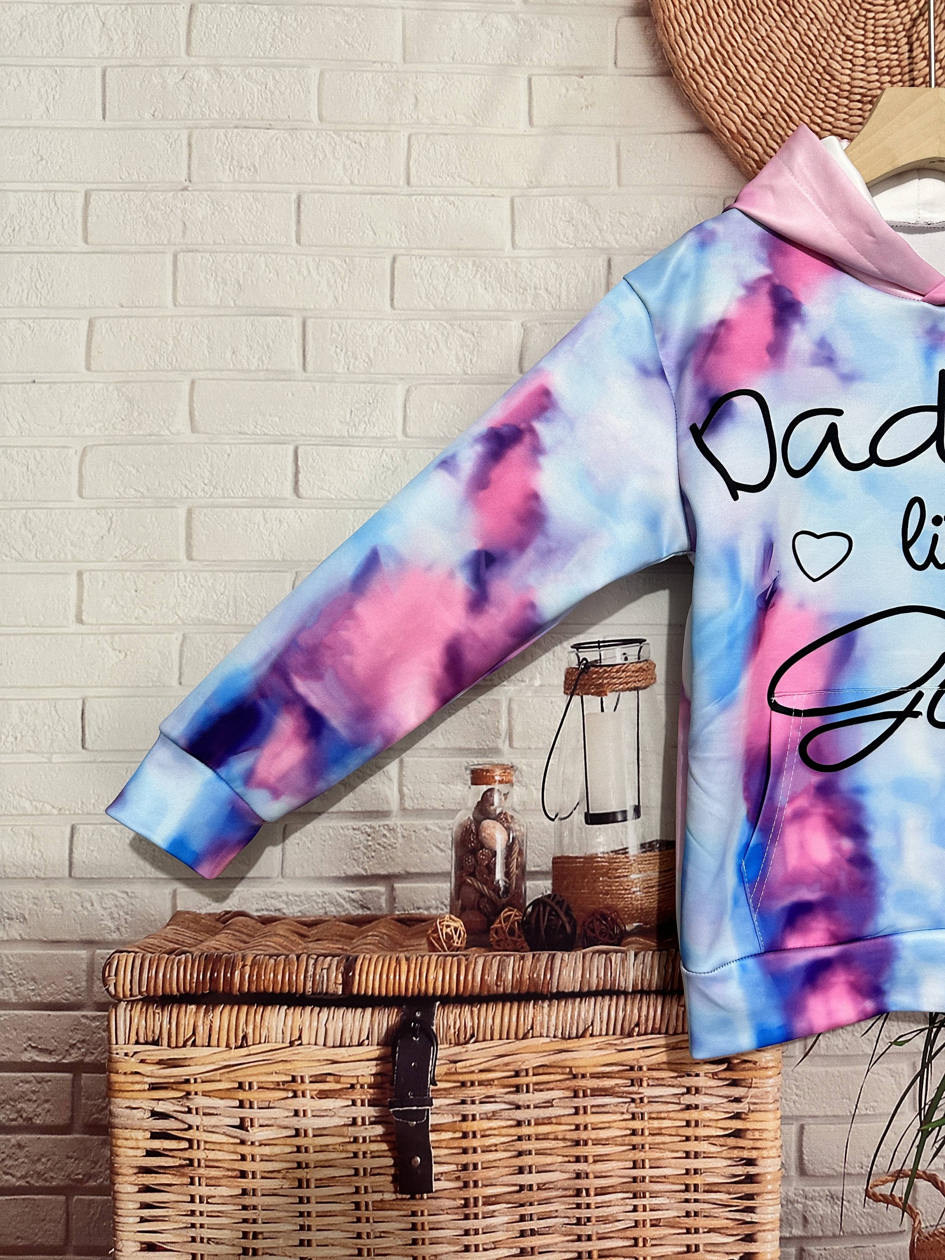 Tie Dye Pattern DADDY S LITTLE GIRL Print Hoodies Girls Comfy Hooded Pullover Spring Fall Christmas Gift Sports 4 14y