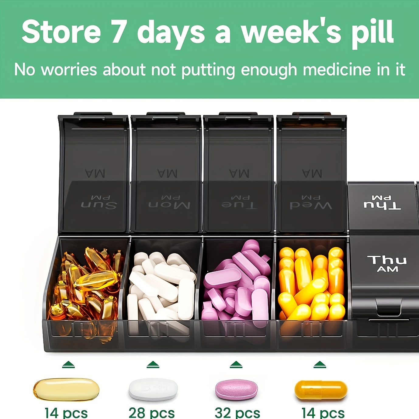  Organizador de pastillas 3 veces al día, pastillero  semanal/diario para 7 días, organizador de medicamentos de 7 días,  pastillero grande 3 veces al día, organizador de pastillas de viaje, para  guardar 