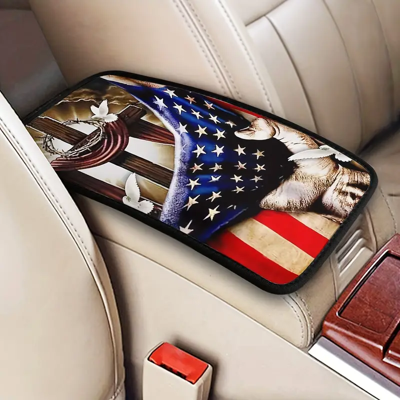1pc Amerikanische Flagge Gedruckte Auto Armlehne Box Matte, Auto