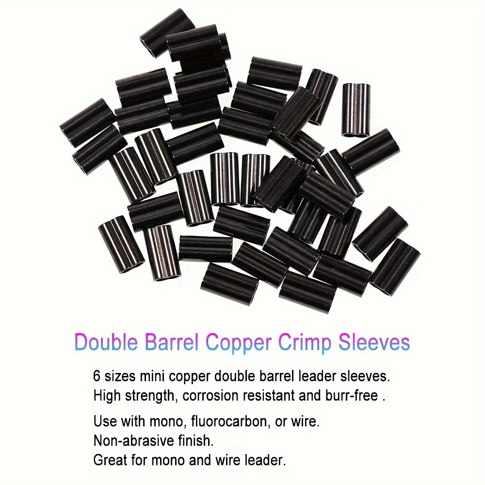 Copper Double Barrel Crimp Sleeves For Monofilament Fishing Leader Line  Wire Rig