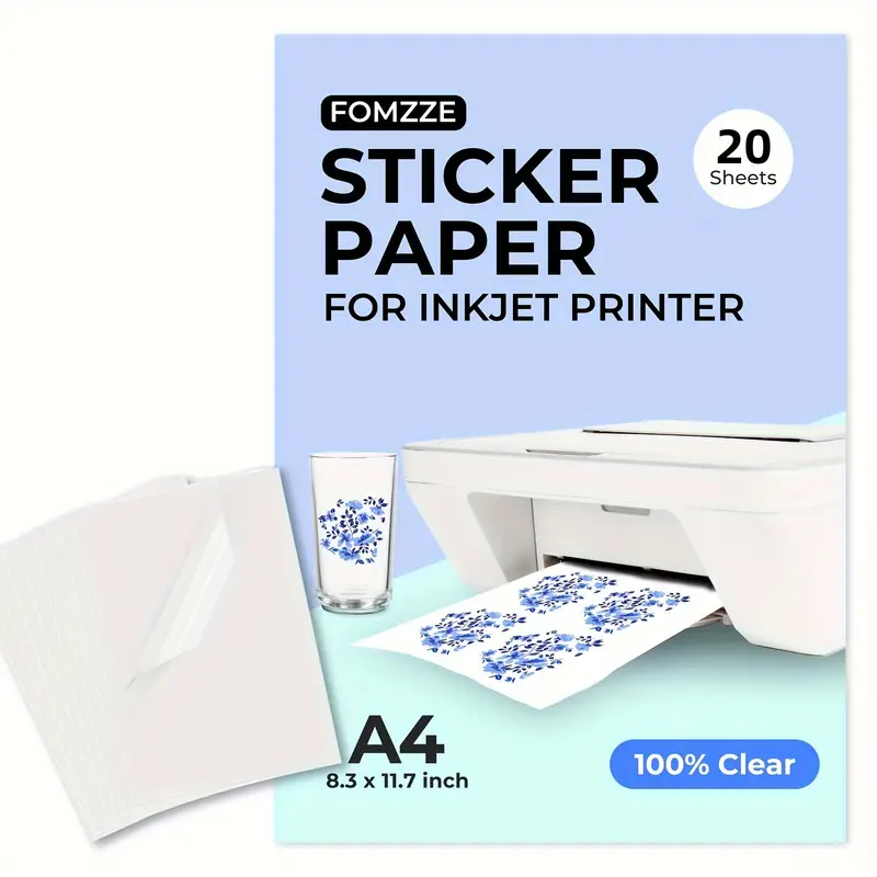20/10 Sheets Crystal 100% Clear Printable Vinyl Sticker Paper For Inkjet  Printer,a4 100% Transparent Self-adhesive Sticker Paper For  Circut-printable, Check Out Today's Deals Now