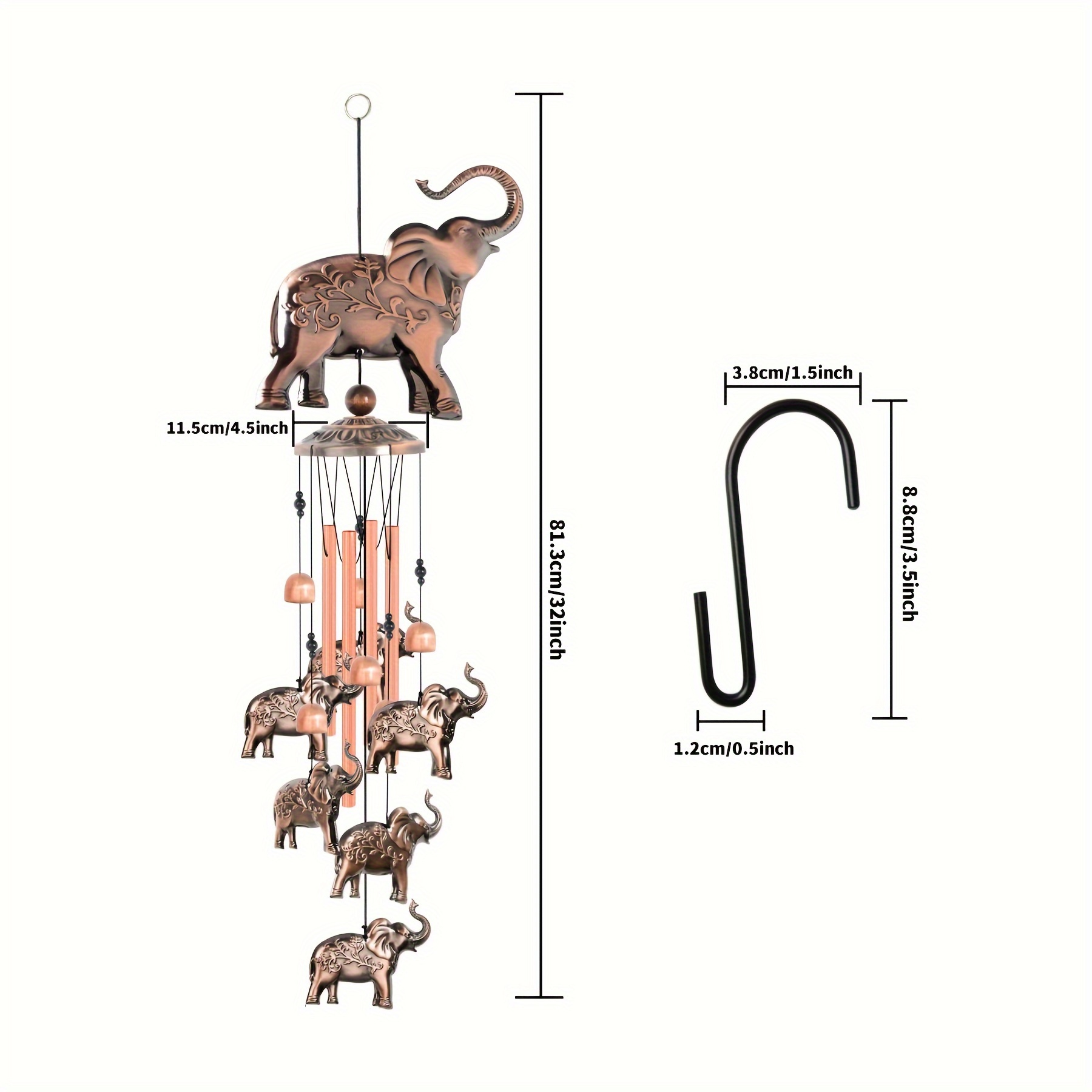 メタルエレファントウィンドチャイム1個パック 屋外ウィンドチャイム