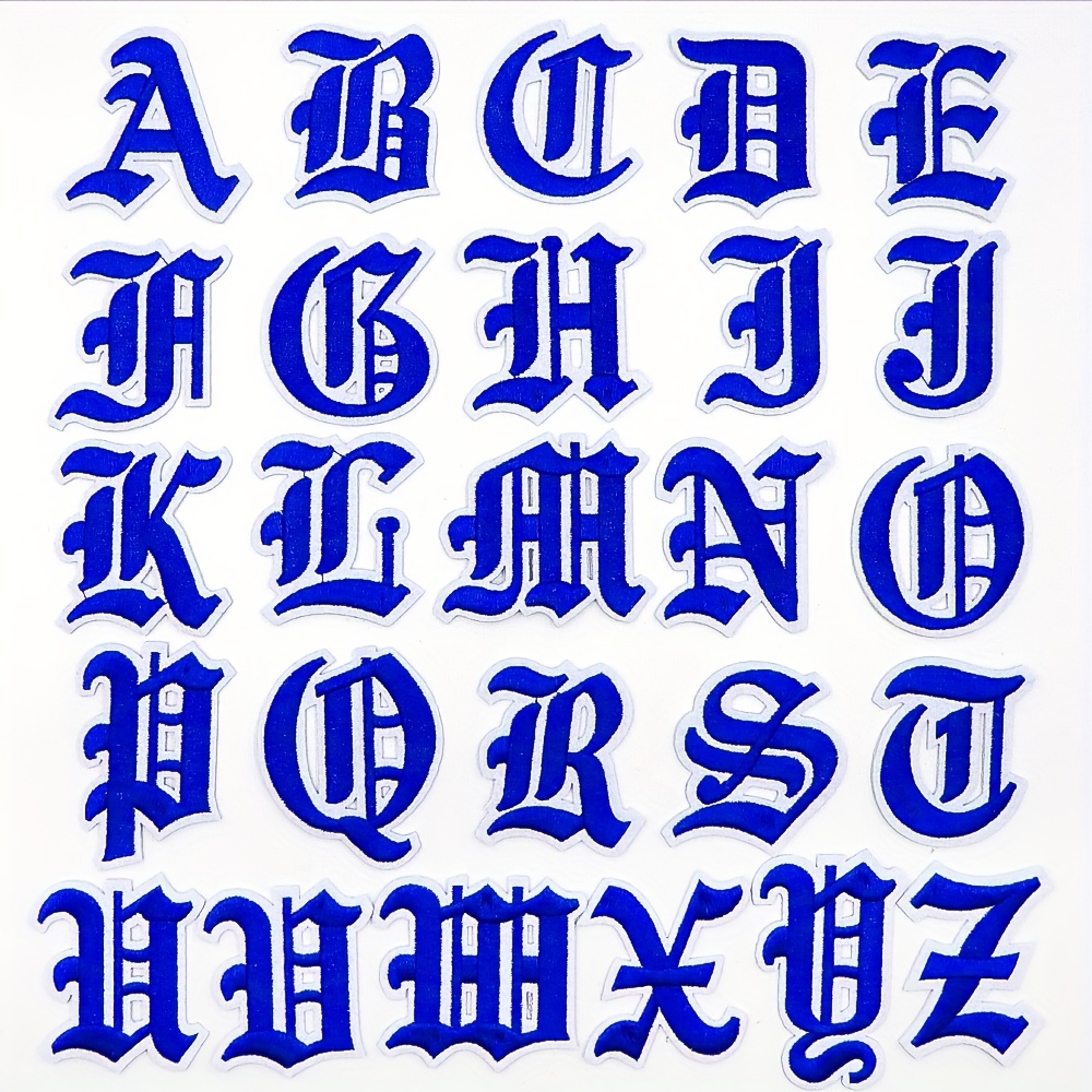 Letra D - Parches bordados de letras termoadhesivas de 3 pulgadas con parte  trasera de pegamento, parches de apliques del alfabeto para ropa
