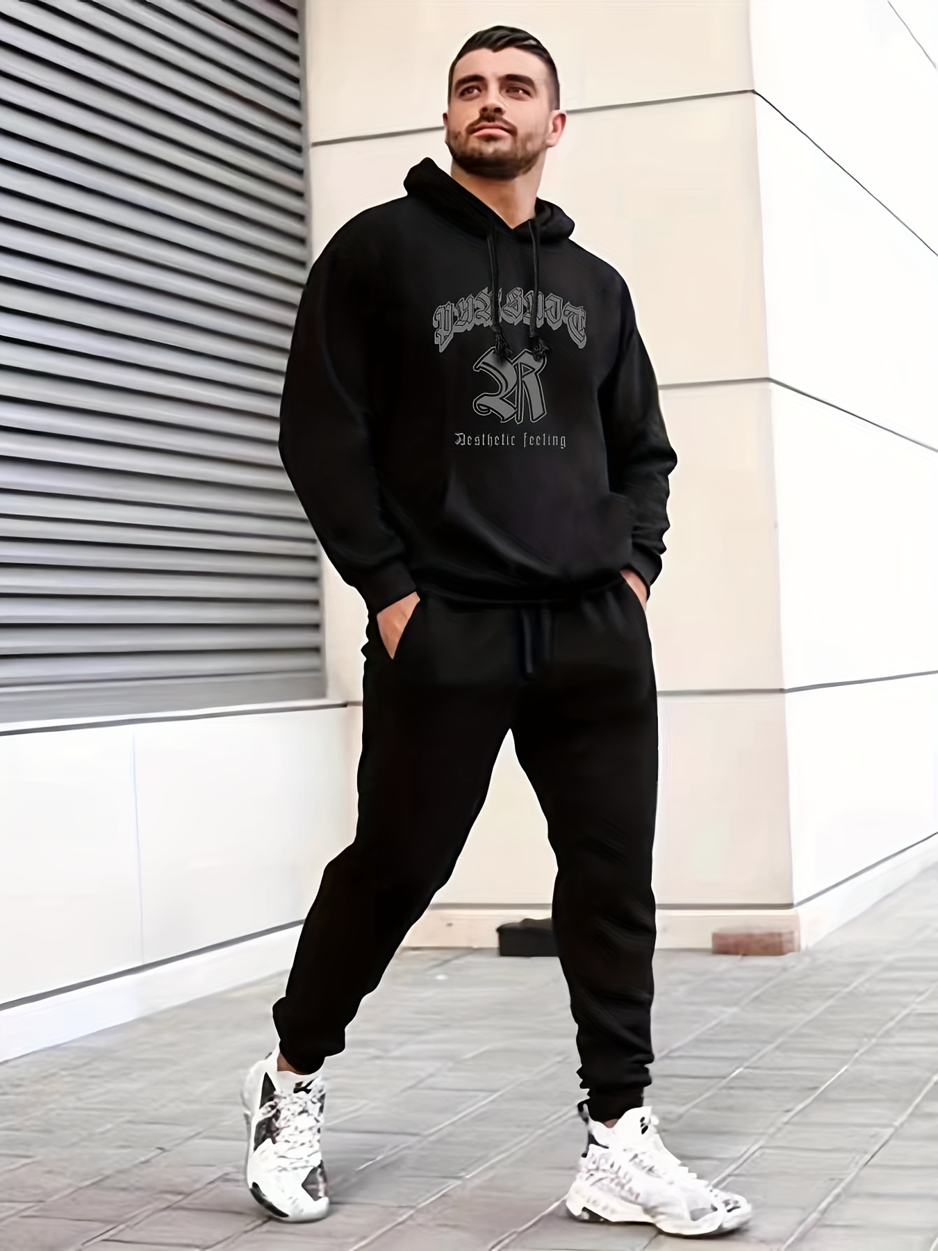 RT No. 7053 ZIP-UP HOODIE & SWEATPANTS  Hoodie and sweatpants, Cool  outfits for men, Black sweatpants outfit