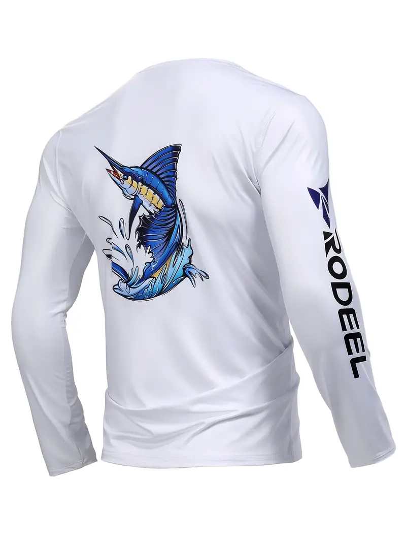 Men's Fishing Shirt With +50 UPF Sun Protection, Breathable Stretchable Long Sleeve Shirt For Men's Fishing Activities