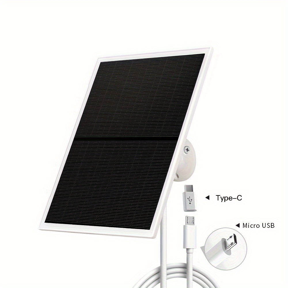 

1pc, Solar Panel For Outdoor Wireless Charging Model Security Camera, Micro Usb And Type-c Interface, 3 Meters Power Cord, Grade Waterproof. 5v10w Power Generation