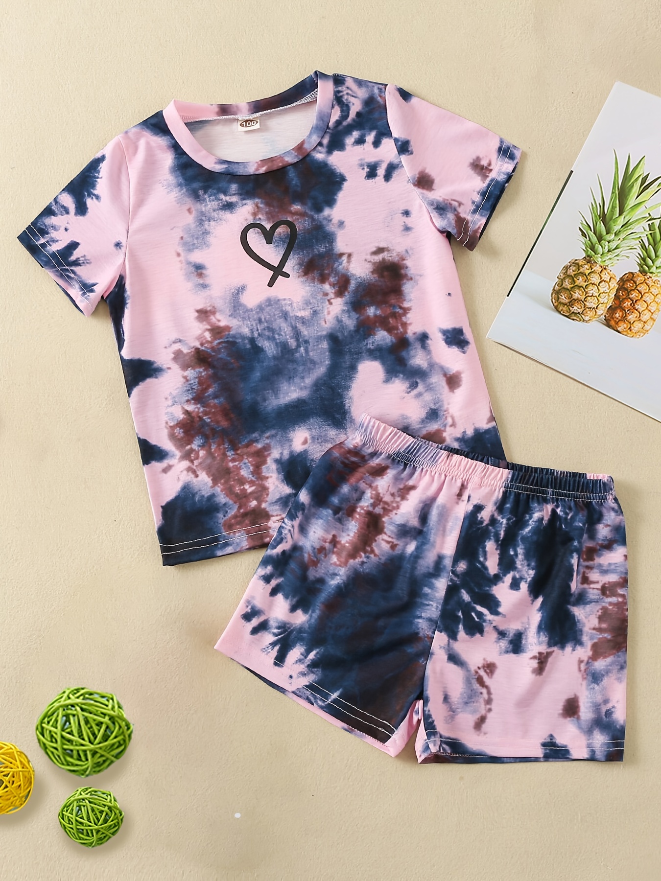 Girls Heart Graphic Tie Dye T shirts Round Neck Short Sleeve - Temu United  Arab Emirates