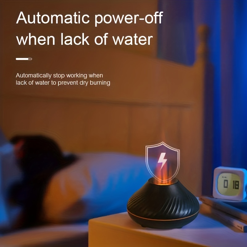 Kinscoter Volcanic Aroma Diffuser Essential Oil Lamp 130ml USB Portable Air  Humidifier with Color Flame Night Light 
