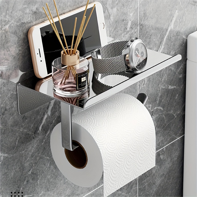 Toilet Roll Paper Holder With Shelf Bathroom Tissue Storage - Temu