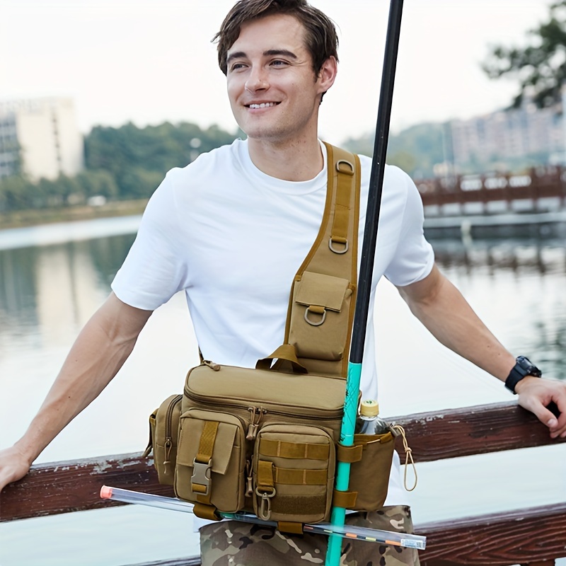 Mens Tactical Fishing Tackle Bag Single Shoulder Crossbody Waist