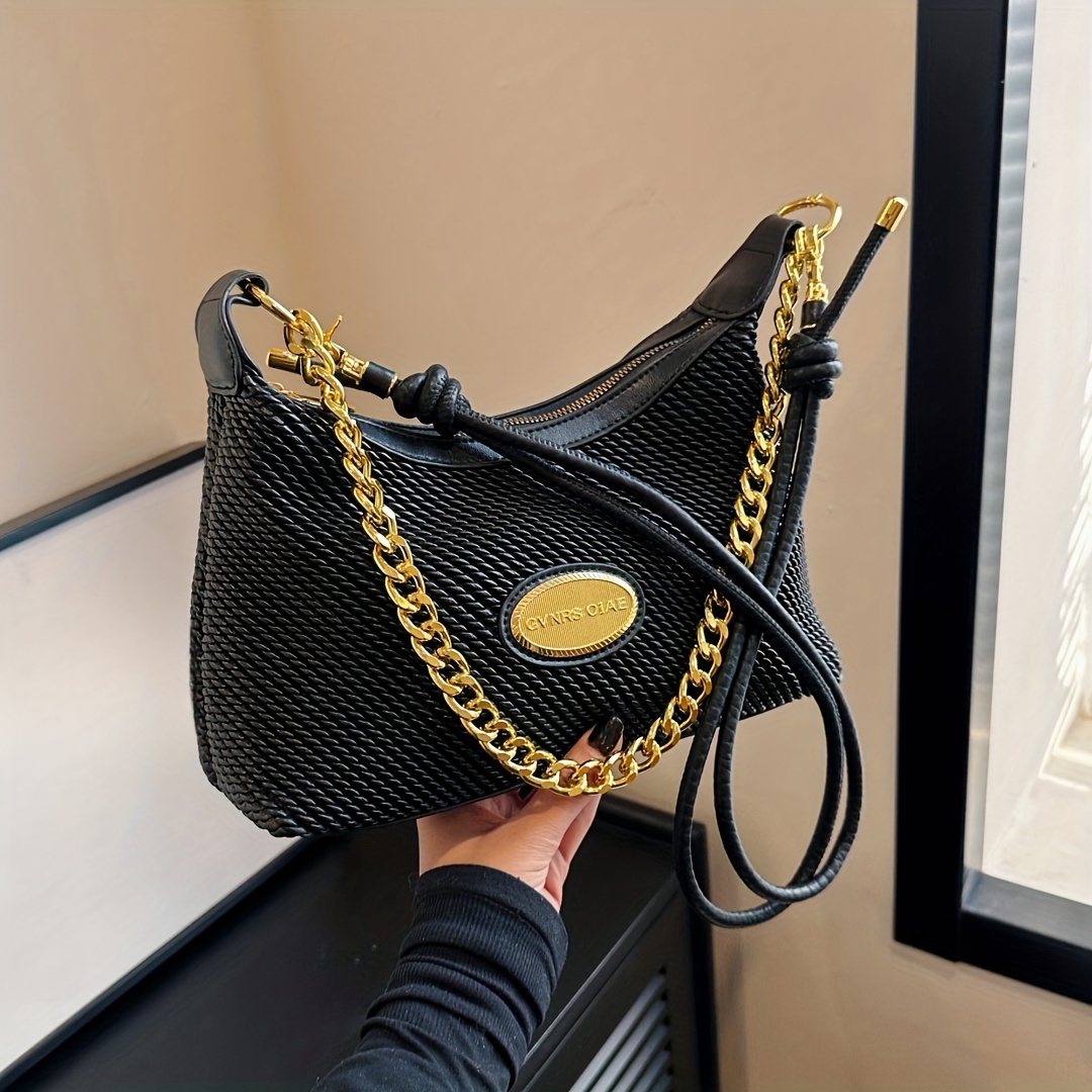 2024 New Year Design Exquisite Women's Shoulder Bag, Classic Textured  Crossbody Bag With Chain Decor