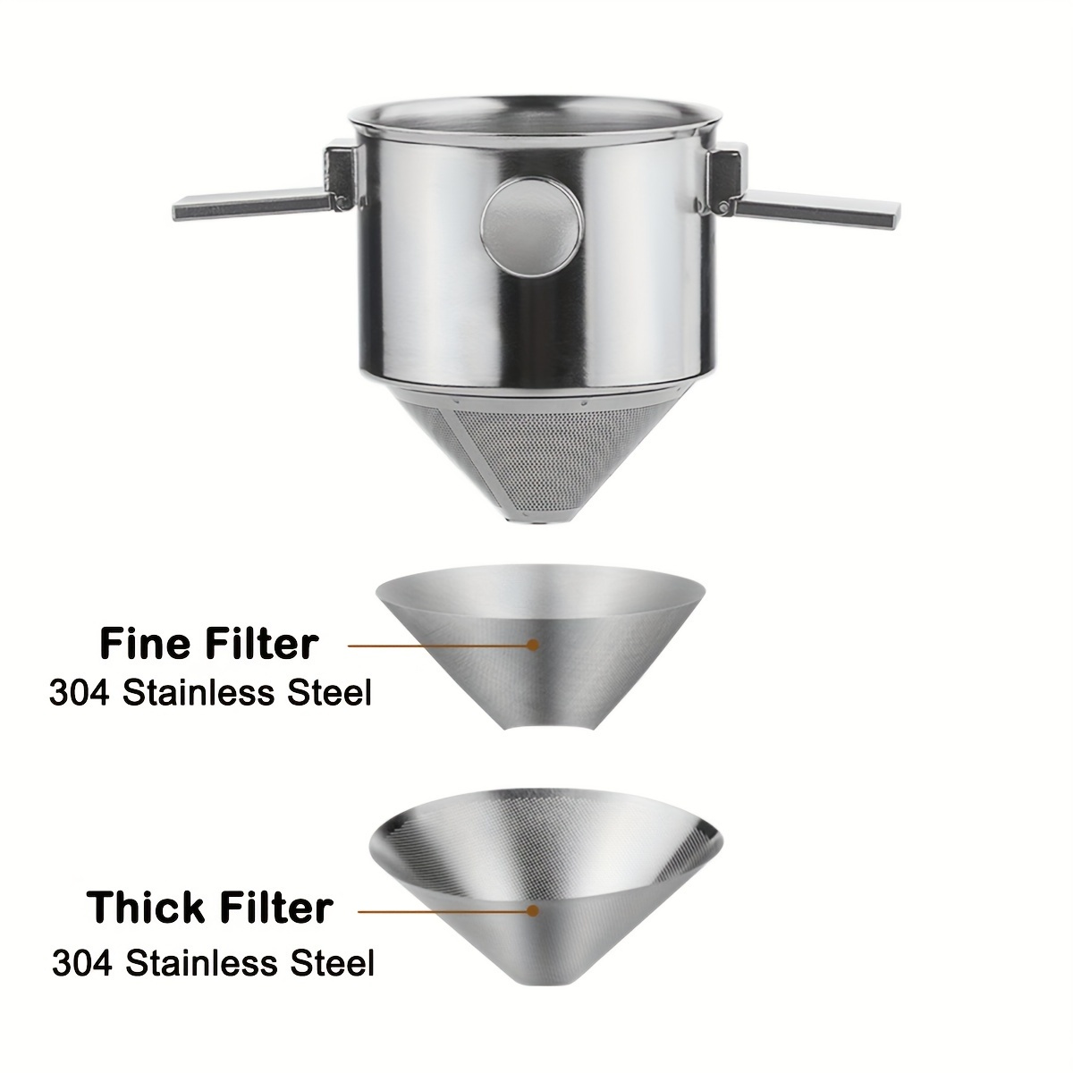 1pc Portable Foldable Coffee Filter Stainless Steel Reusable