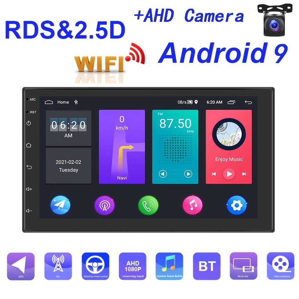 Android 13 Double Din Vertical Car Stereo with Wireless/Wired Apple Carplay  & Android Auto 9.7 Touch Screen Head Unit Radio 2GB RAM+32GB ROM/SWC/GPS