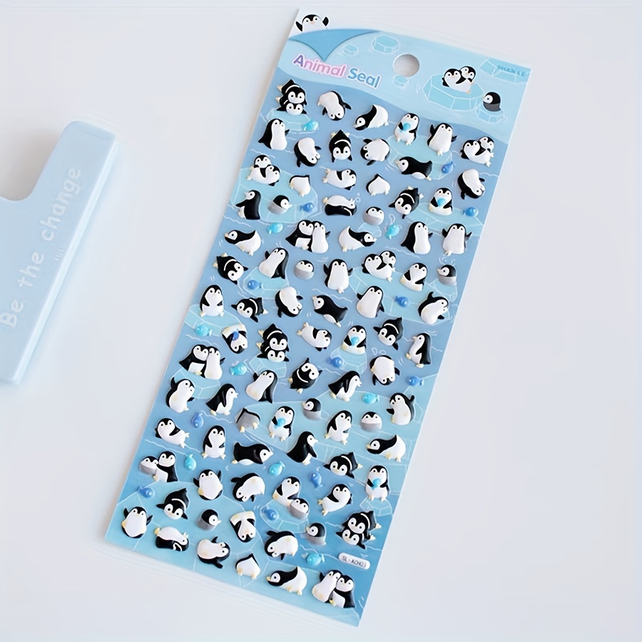 Penguin Cartoon Three dimensional Bubble Sticker Sticker - Temu Canada