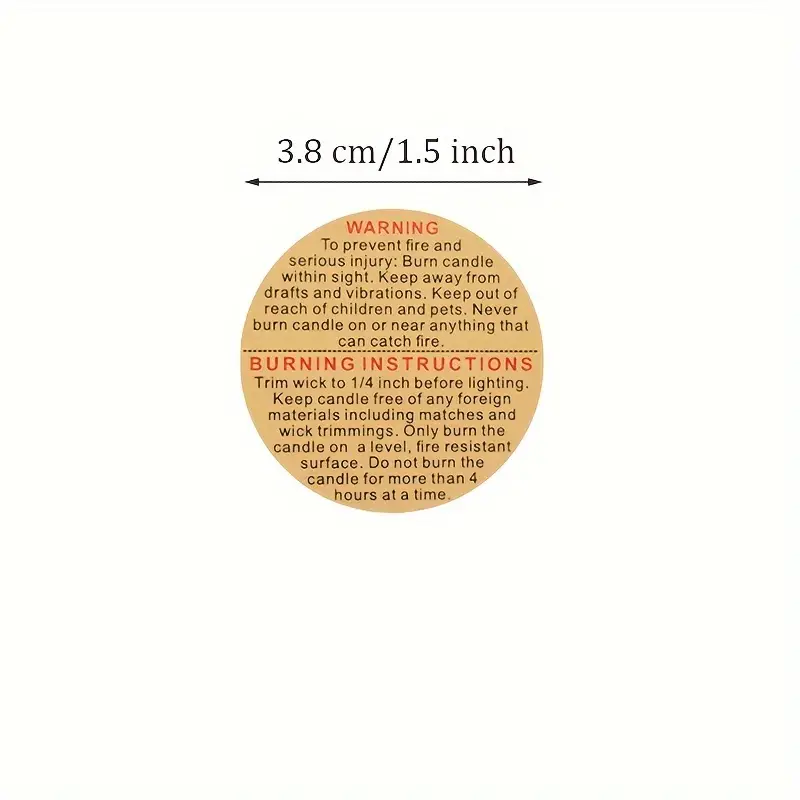 500pcs 1.5 Inches Round Wax Melt Warning Labels Kraft Paper Candle