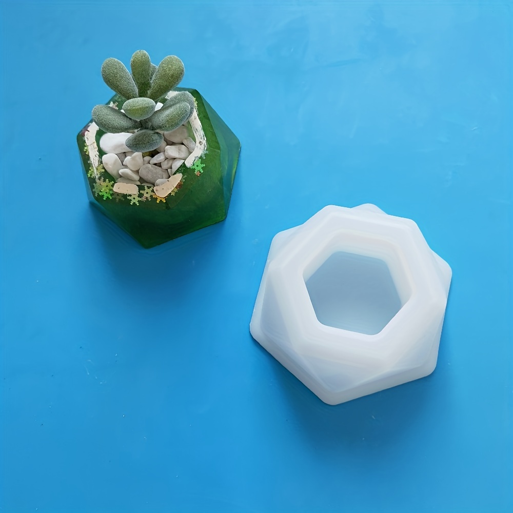 Small Hexagonal Flower Pot Shape Silicone Mold Diy Clay - Temu