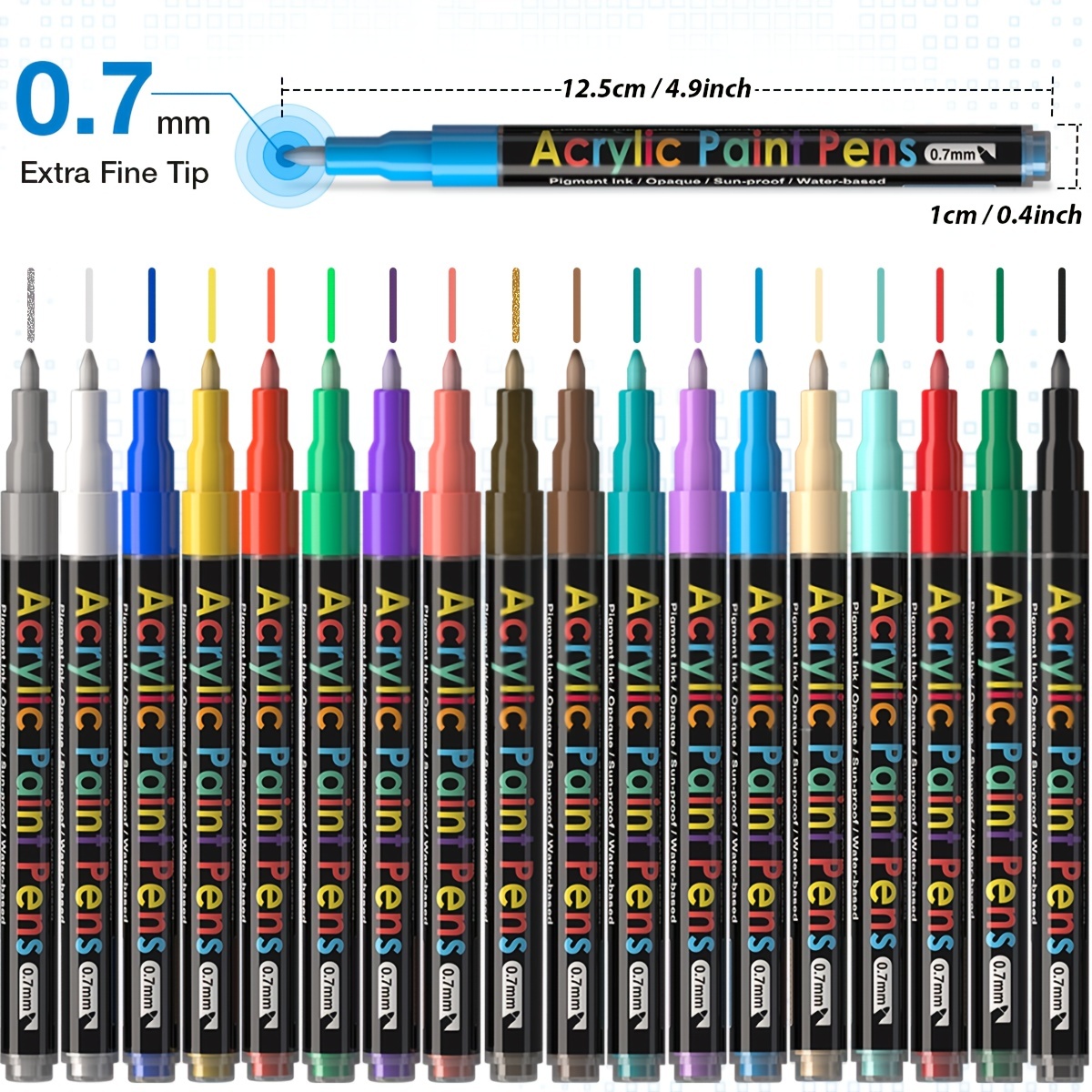 18 Color 0.7 1 mm Fine Tip Acrylic Paint Marker for Rock Painting