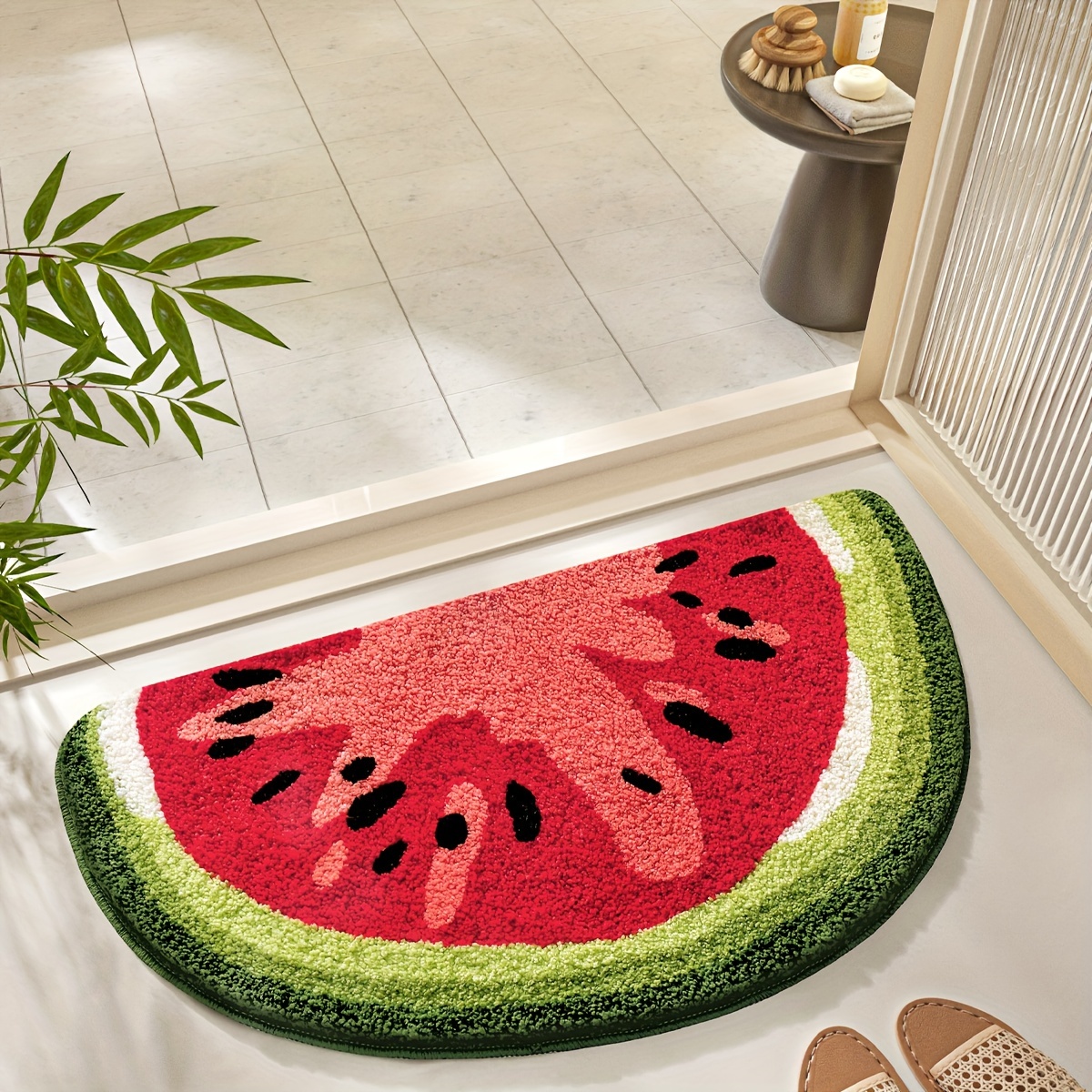 Peppery Home Watermelon Shaped Bath Mat - Bathroom Rug Fruit