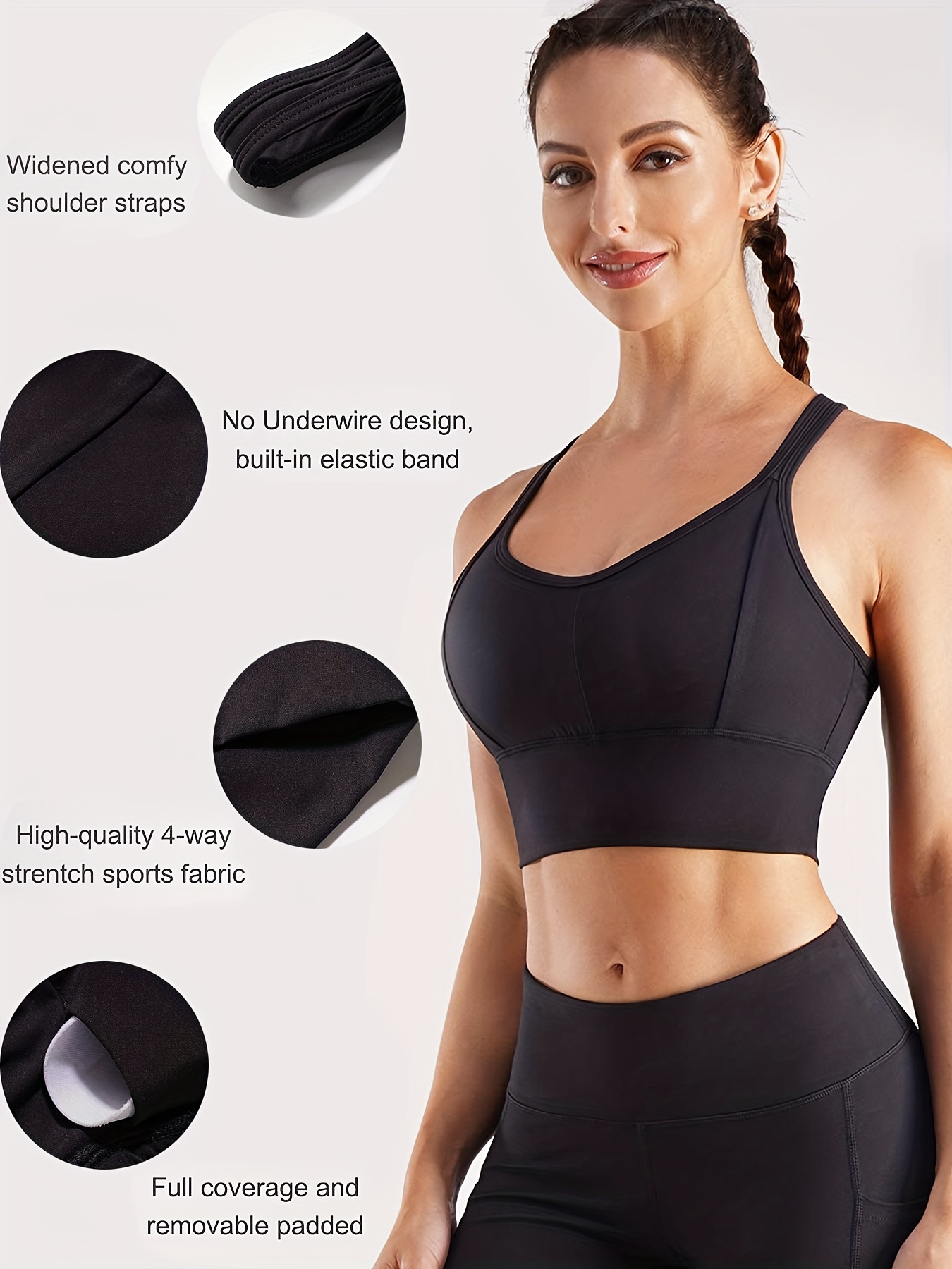Women's Cross Back Sports Bra with Padded Workout Yoga Bras - High  Elasticity, Breathable Fabric - Ideal for Running, Yoga, and Gym