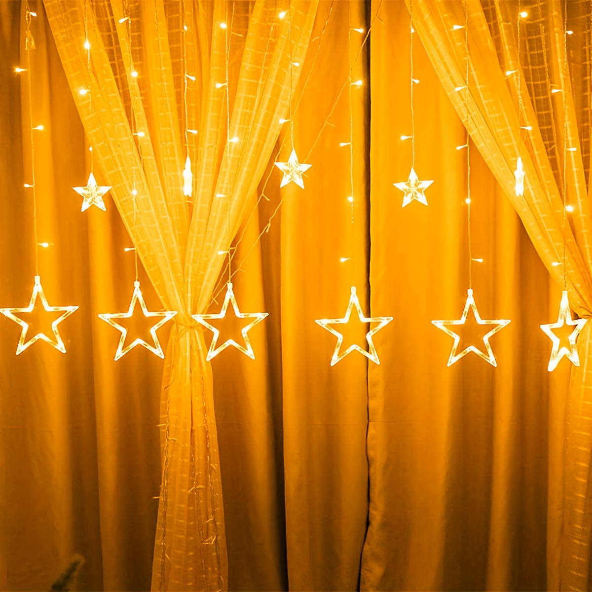 Quntis 12 Étoiles Rideau/Guirlande Lumineux Murale Intérieur Extérieur  CONNECTABLE 8 Mode Éclairage, avec 138 LEDs de Fête Noël Mariage Fenêtre  Jardin