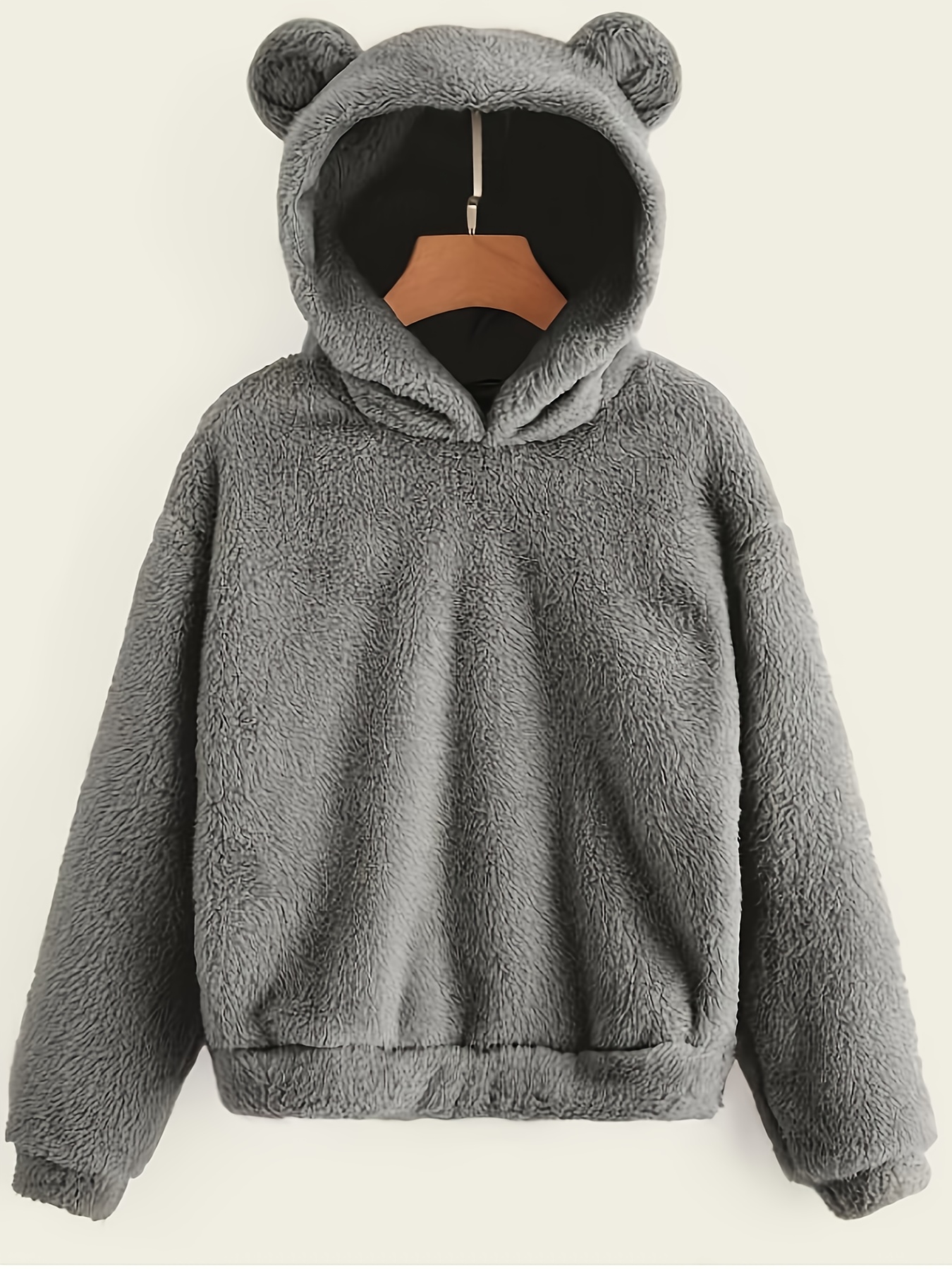 Bear Print Men's Fluffy Fuzzy Fleece Outfits Casual Hoodies - Temu