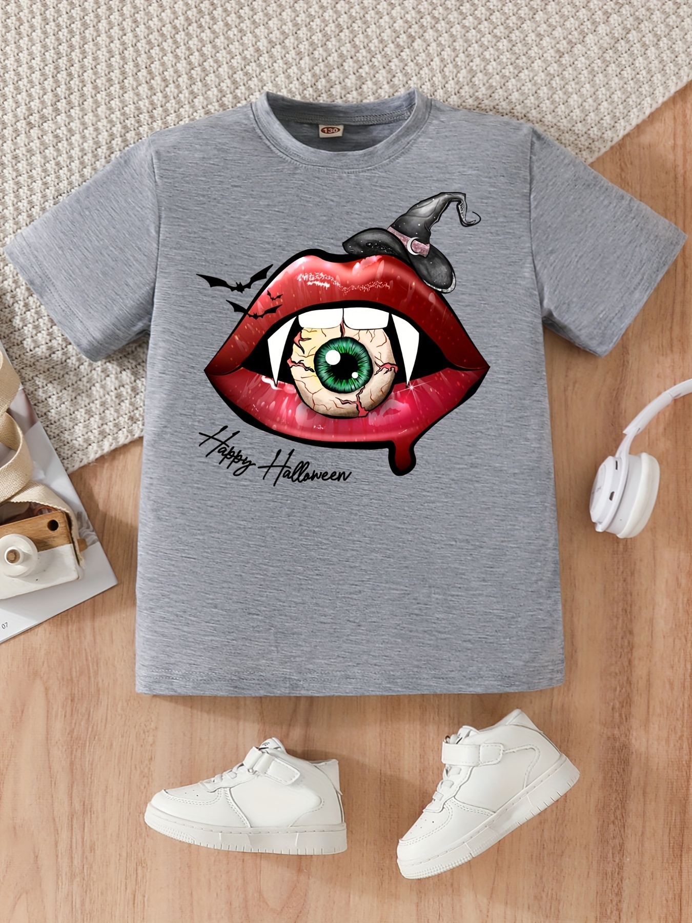 Happy Halloween Print T Shirt Tees For Kids Boys Casual Short