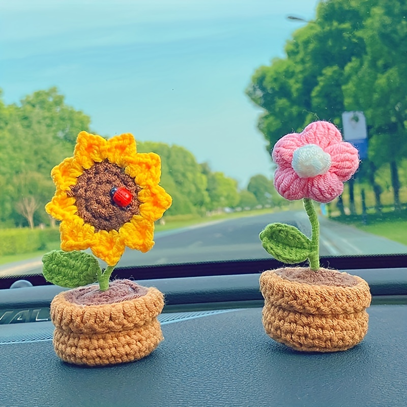Accessoires de voiture avec fleurs mignonnes, décoration de