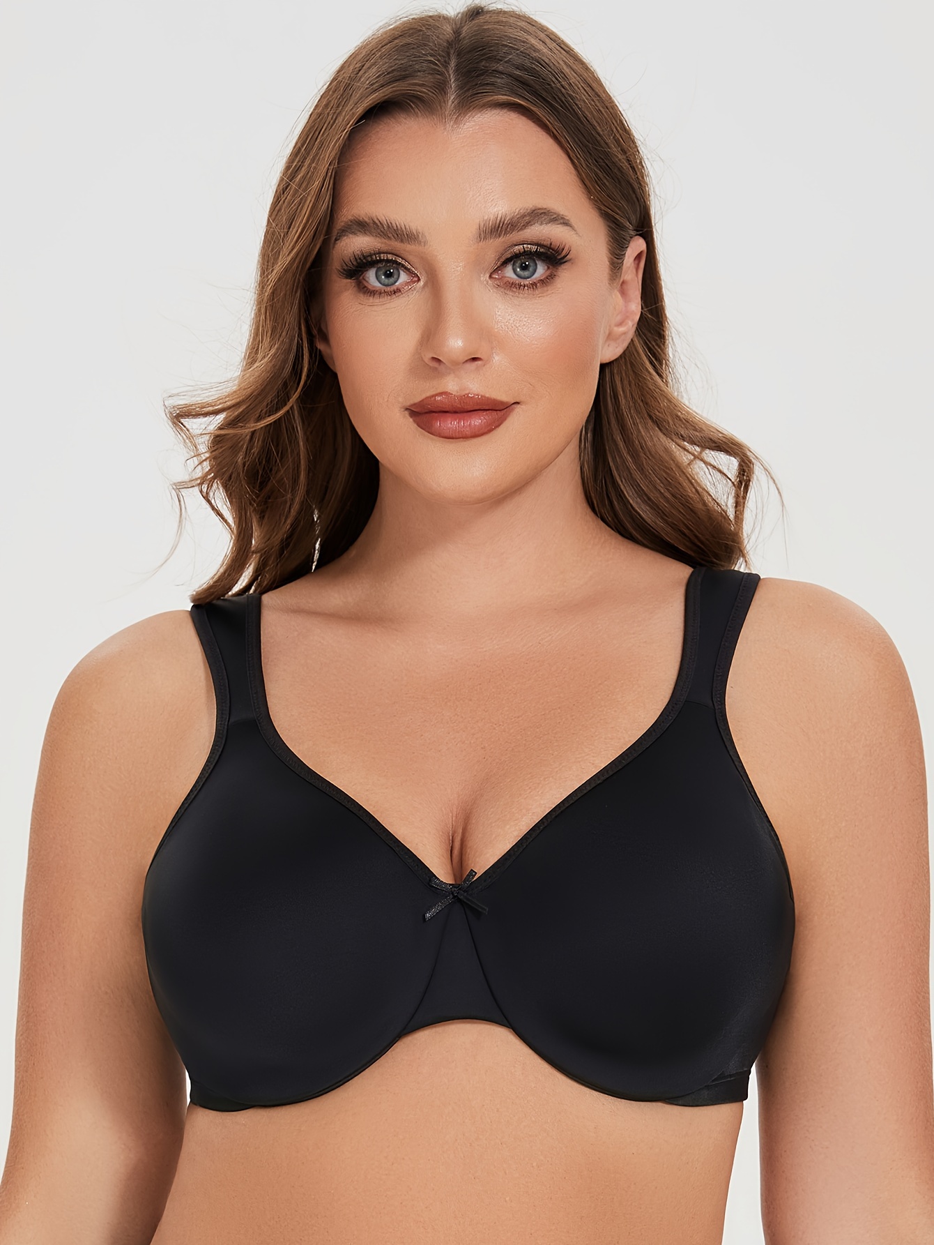 Cheap Plus Size Bow Underwire Bra for Women Solid Non Padded