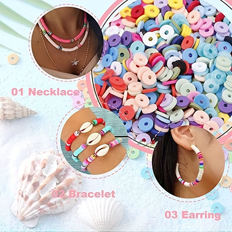 Koralakiri 12000pcs Flat Polymer Clay Beads Kit 48 Colors 6mm, Heishi Beads for DIY Bracelets Necklaces Jewelry Making Gift for Girls, Women's, Size