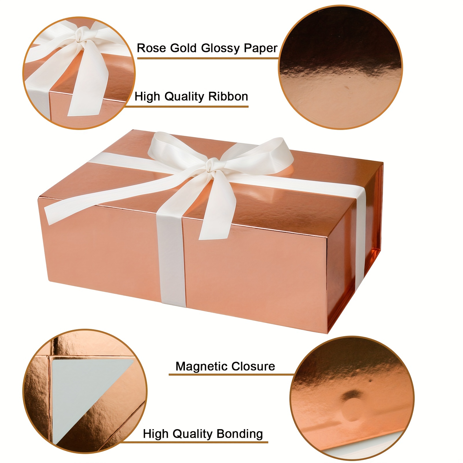 Scatole regalo magnetiche con coperchi, 320x240x90 mm grandi scatole regalo  per i regali, trama d'oro di lusso scatola di cartone pieghevole robusta