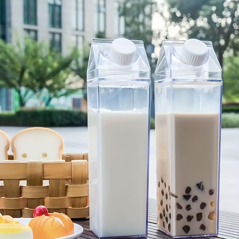 Reusable Clear Water Bottle Milk Box Carton Shape Plastic Drink