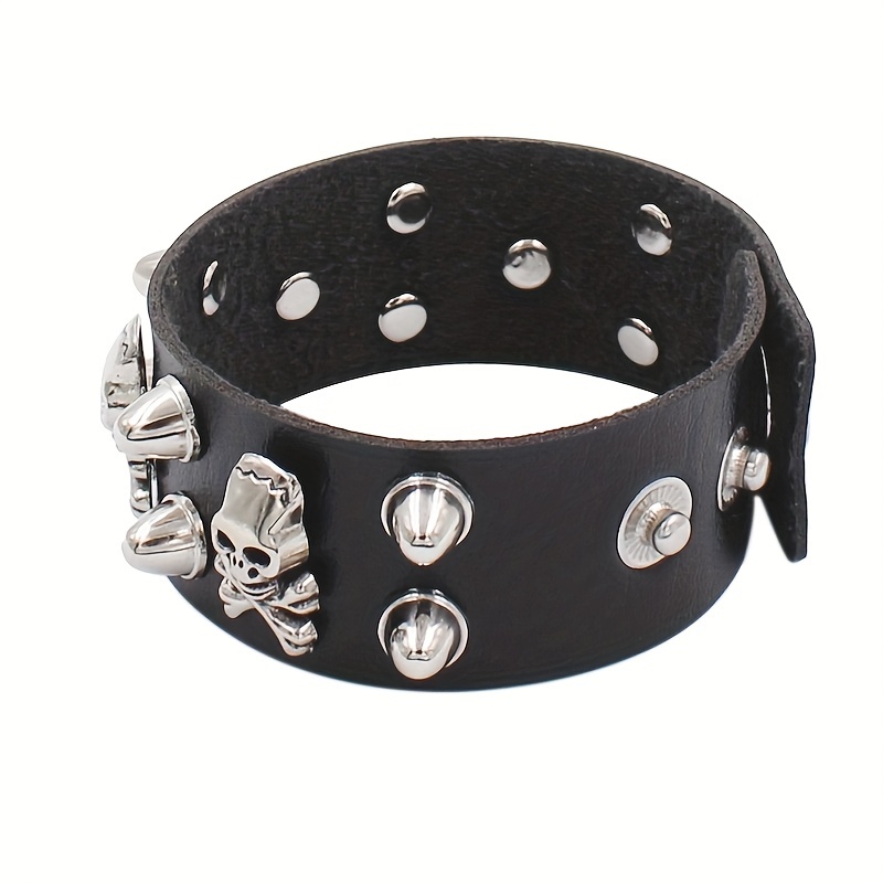 Skull Head Rivet PU Leather Bracelet Unisex