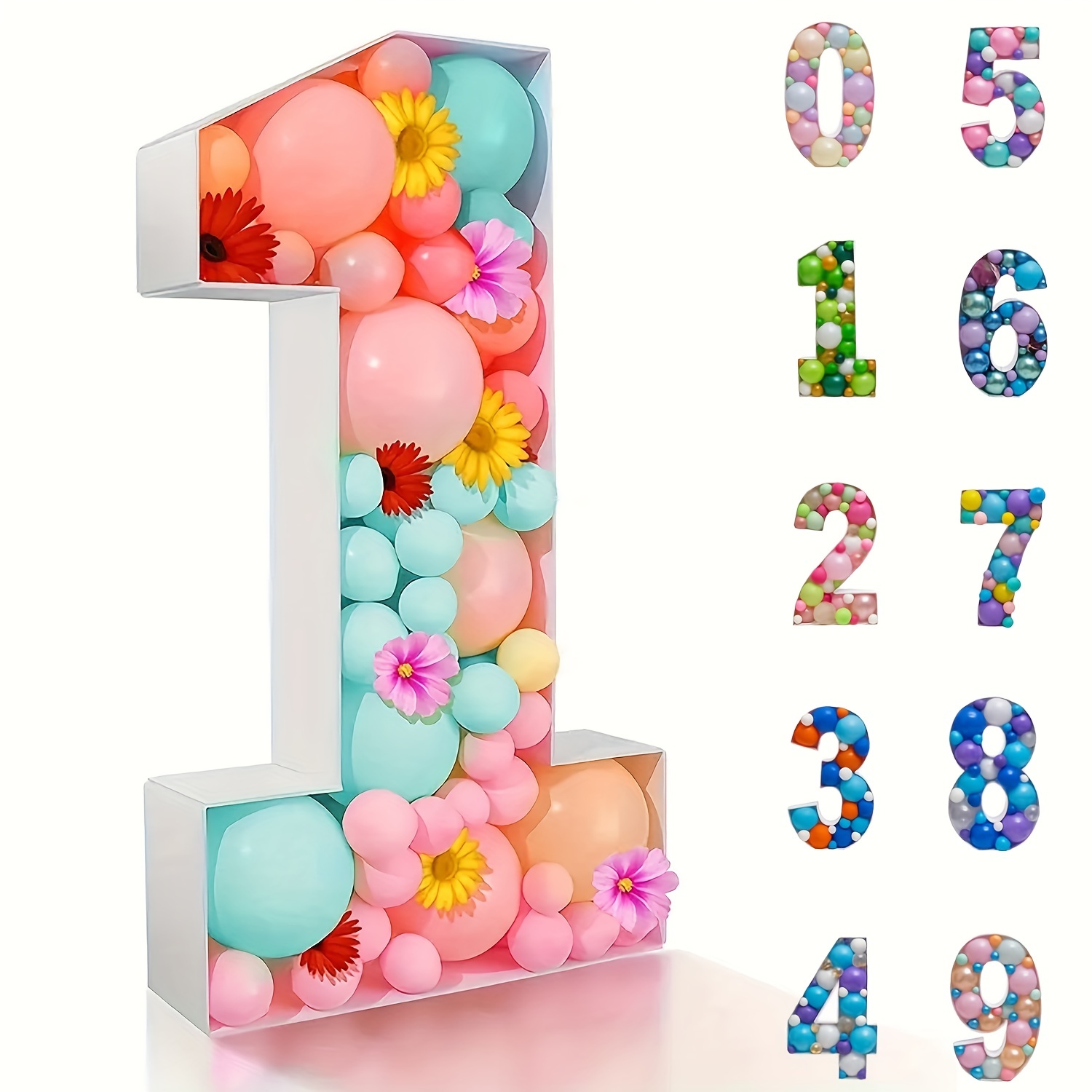 4 pièces boîtes de ballons transparentes décor avec des lettres