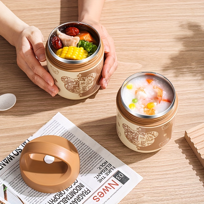 304 Stainless Steel Insulated Food Jar Cartoon Bear - Temu