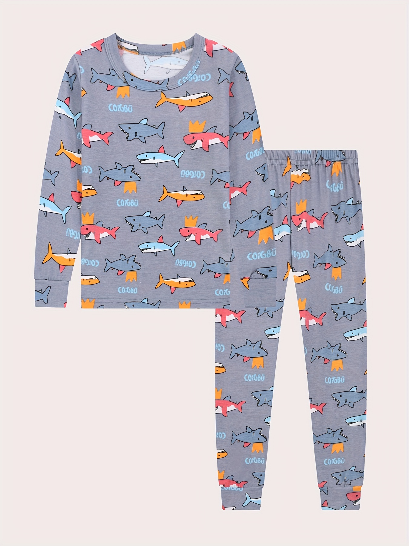 New Cartoon Unicorn Cat Shark Giraffe Pajamas Clothes Set - Temu