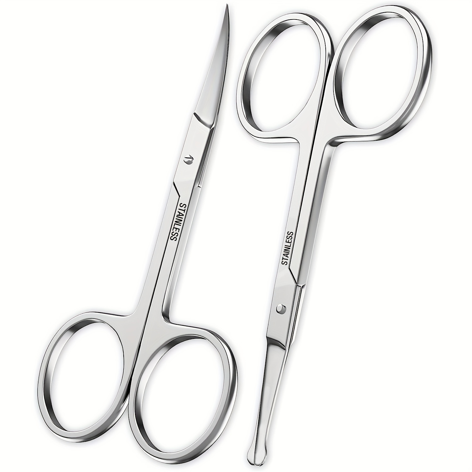 Stainless Steel Beauty Scissors Curved Straight Makeup - Temu