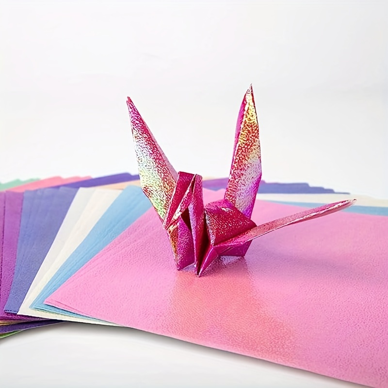 Shiny Origami Paper 5 Colors Square Laser Paper Origami - Temu