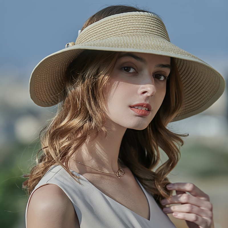 Brown Wide Brim Sun Hat Women Breathable Straw Hats Outdoor Beach Travel  Sunscreen Elegant Boho Cap Valentines Gifts