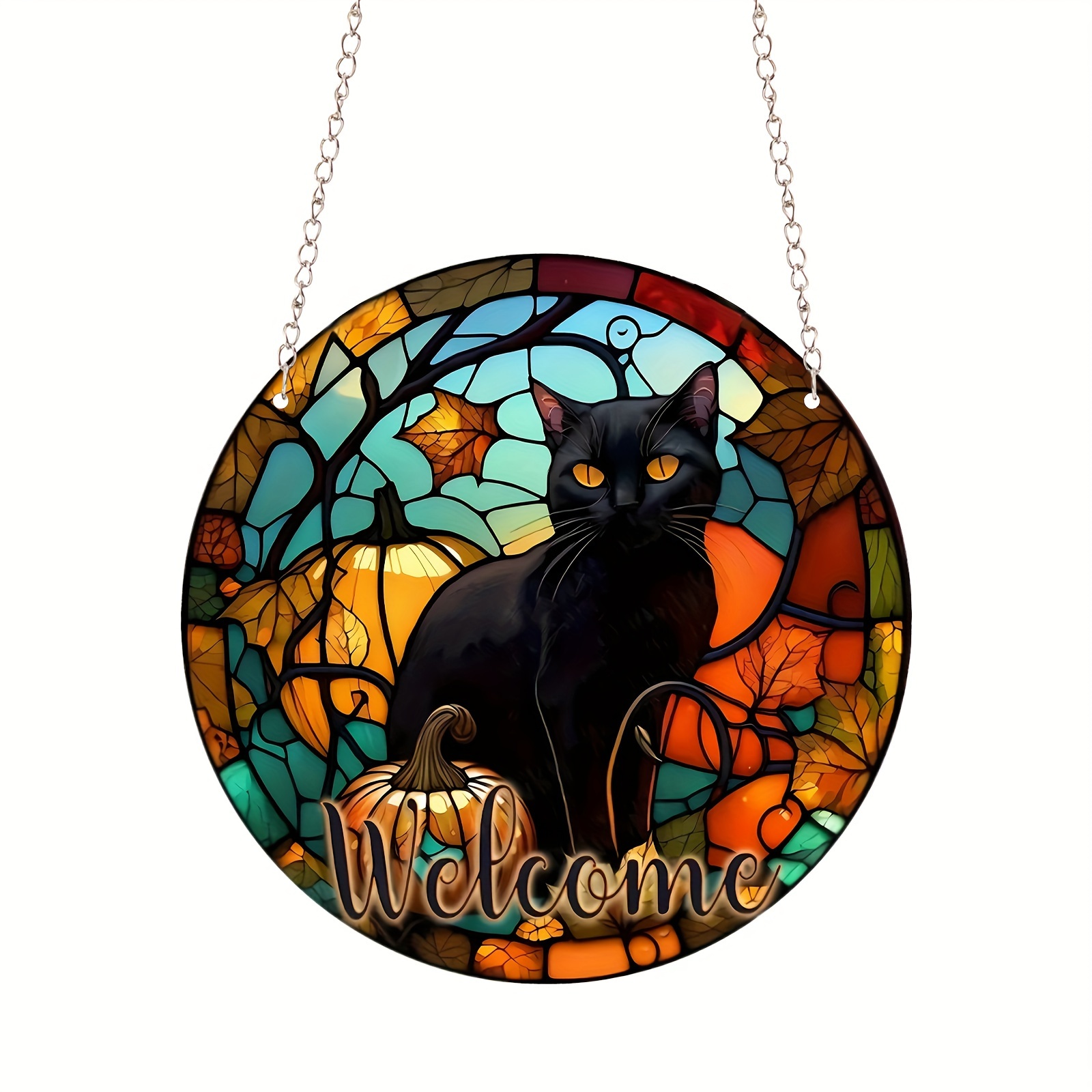 Acrylic Black Cat Garland Sign Happy Halloween Garland Sign